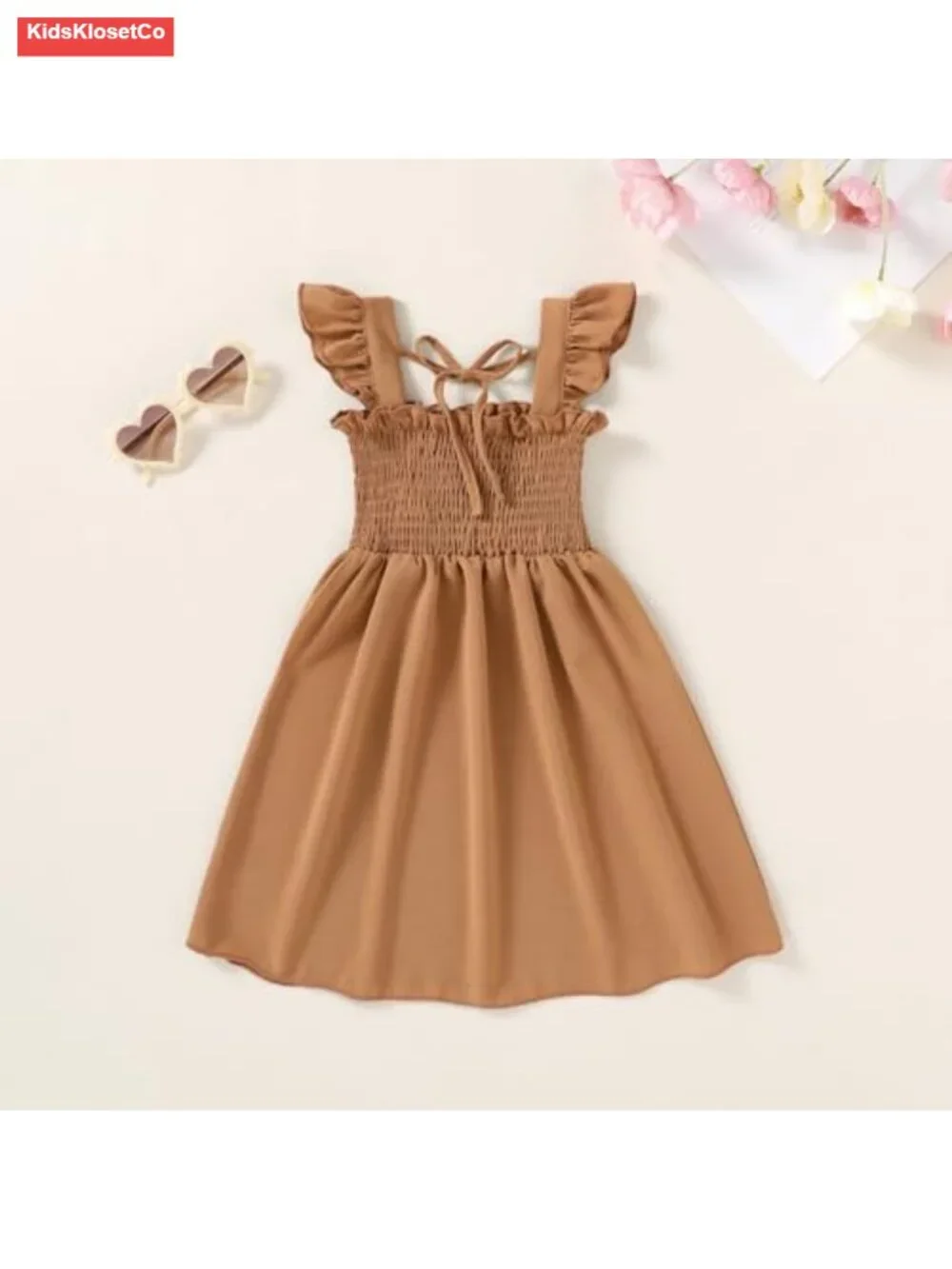Toddler Ruffle Sleeveless Button Down A-line Sundress